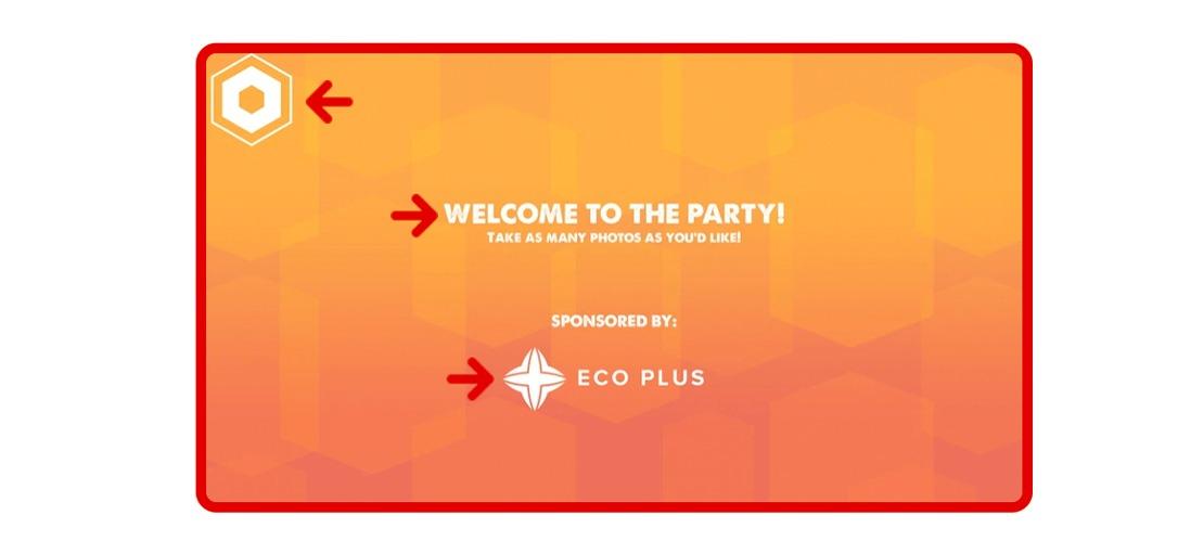 Example of busy background artwork with text and logos baked in
