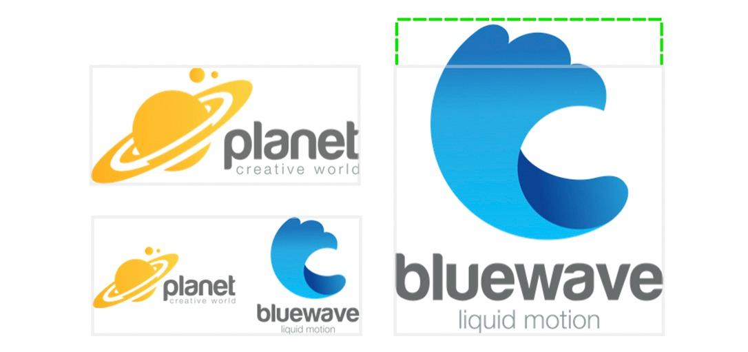 Example of a logo cropped tightly inside the logo canvas
