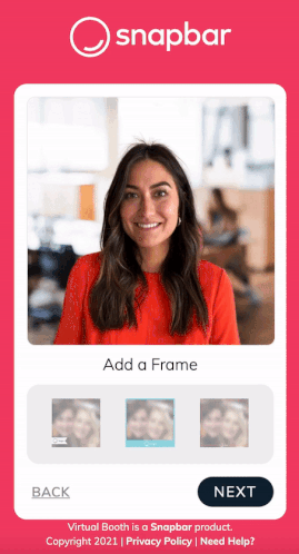 Animated example of a Digital Photo Booth frame around a guest photo