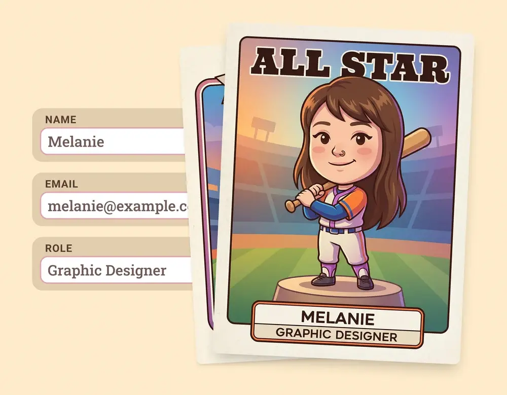 Trading Cards experience graphic from the Create page
